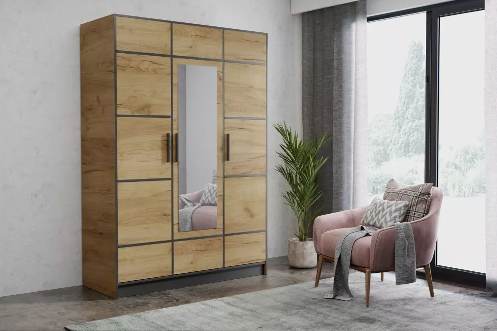 Skapis Roj Loft · Ozols craft zelts · 156 × 39 × 205 cm