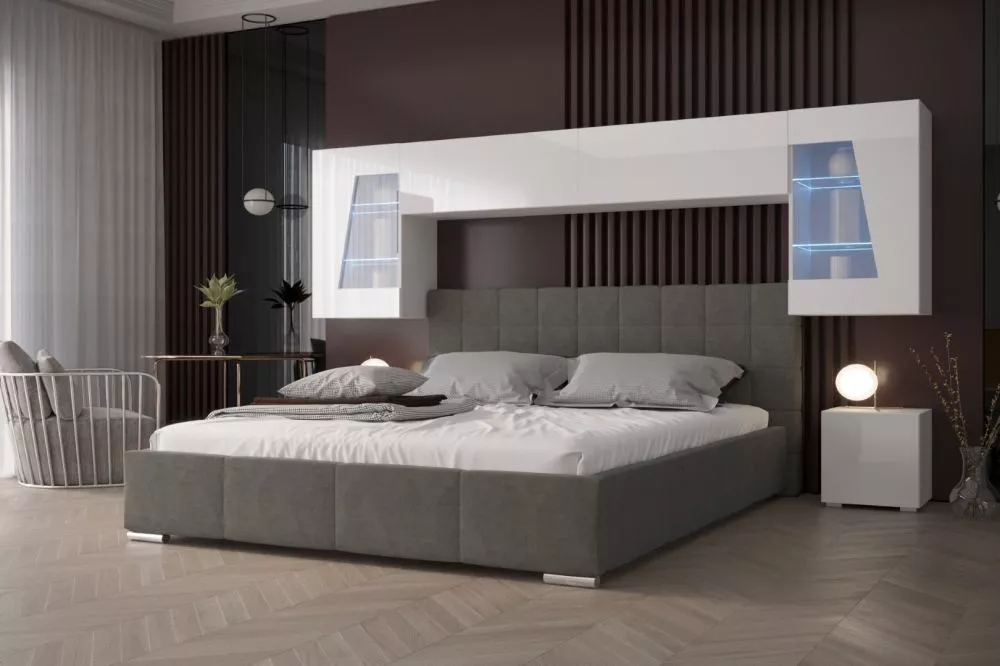 Sekcija Panama 11 Gloss ar LED · Balts · 266 × 35 × 173 cm