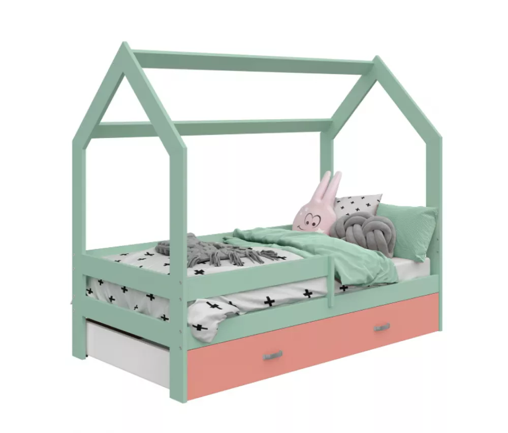 Bērnu gulta Domek D3 ar stelāžu Guļamvietas platums: 80 cm, Guļamvietas garums: 160 cm, · 87 × 164 × 144 cm