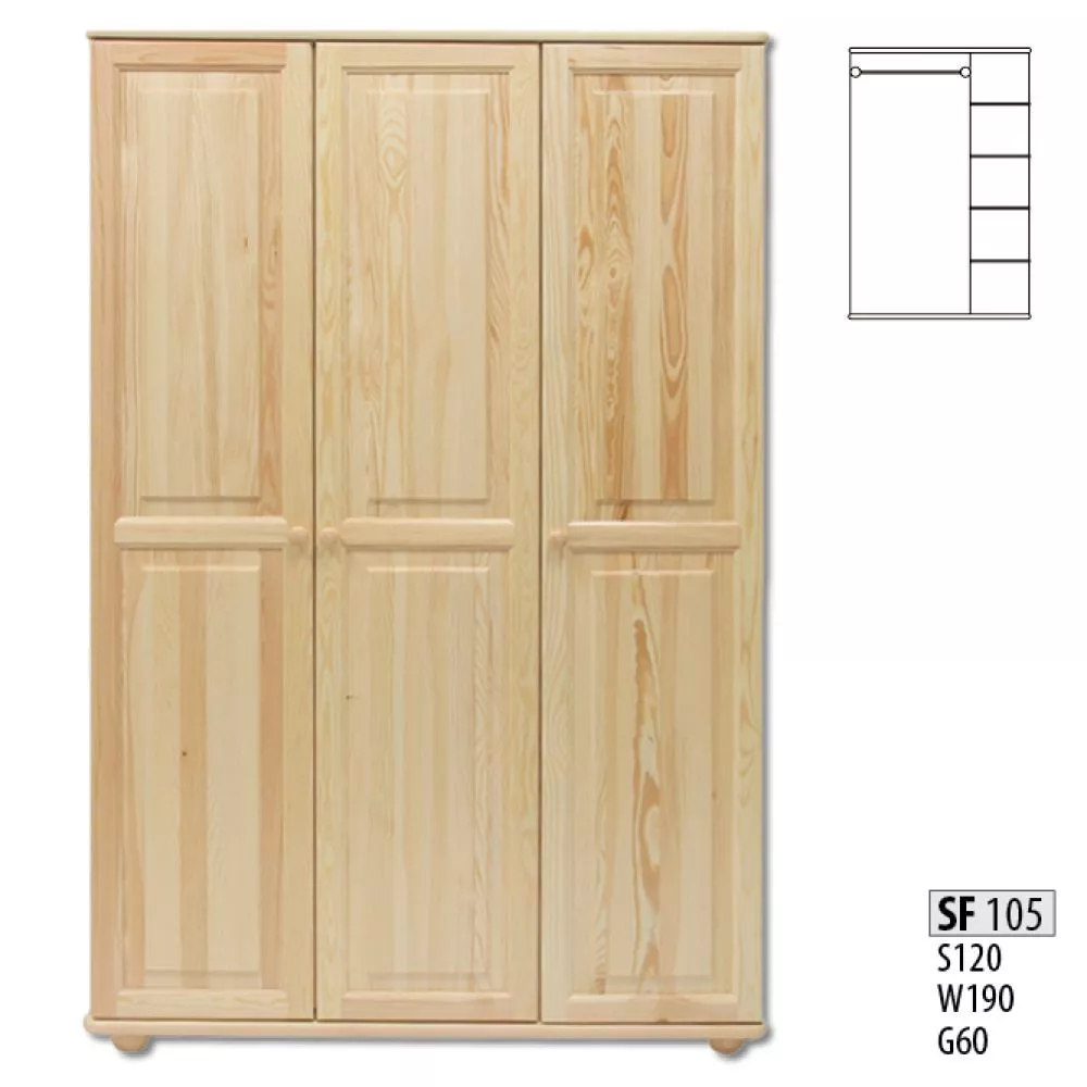Skapis SF 105 · Priede · 120 × 60 × 190 cm