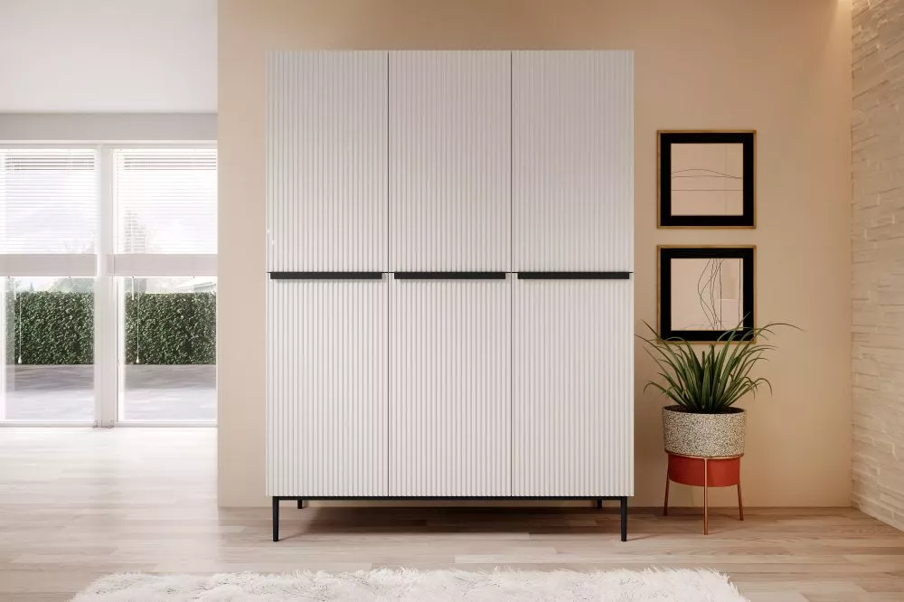 Skapis Nicole SZ150 3D Black · Balts · 150 × 62 × 220 cm