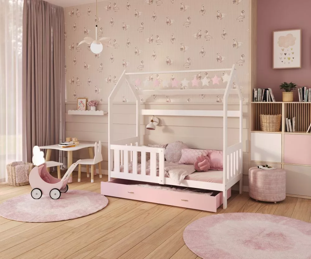 Bērnu gulta Pluto ar stelāžu Guļamvietas platums: 80 cm, Guļamvietas garums: 190 cm, · 84 × 194 × 180 cm