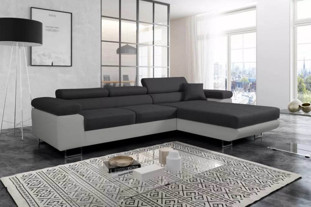 Dīvāns Alvaro standard · Tumši pelēks + gaiši pelēks · 202 × 307 × 90 cm