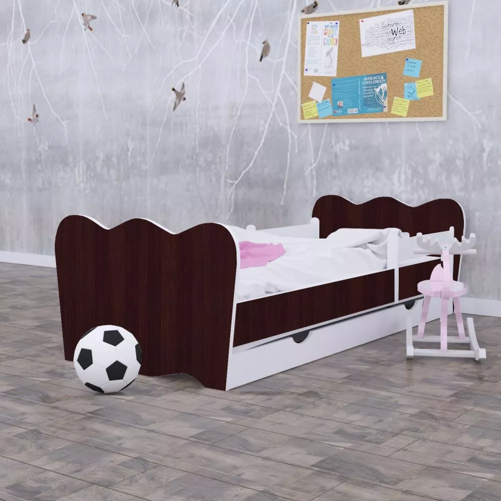 Bērnu gulta Classic L06 Double 180x90 ar stelāžām Guļamvietas platums: 90 cm, Guļamvietas garums: 180 cm, · Kastanis ven