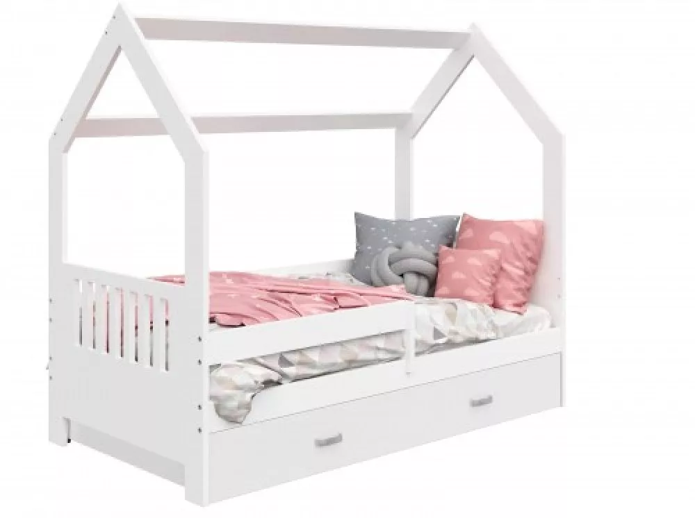 Bērnu gulta Domek D3-E ar stelāžu Guļamvietas platums: 80 cm, Guļamvietas garums: 160 cm, · 87 × 164 × 144 cm