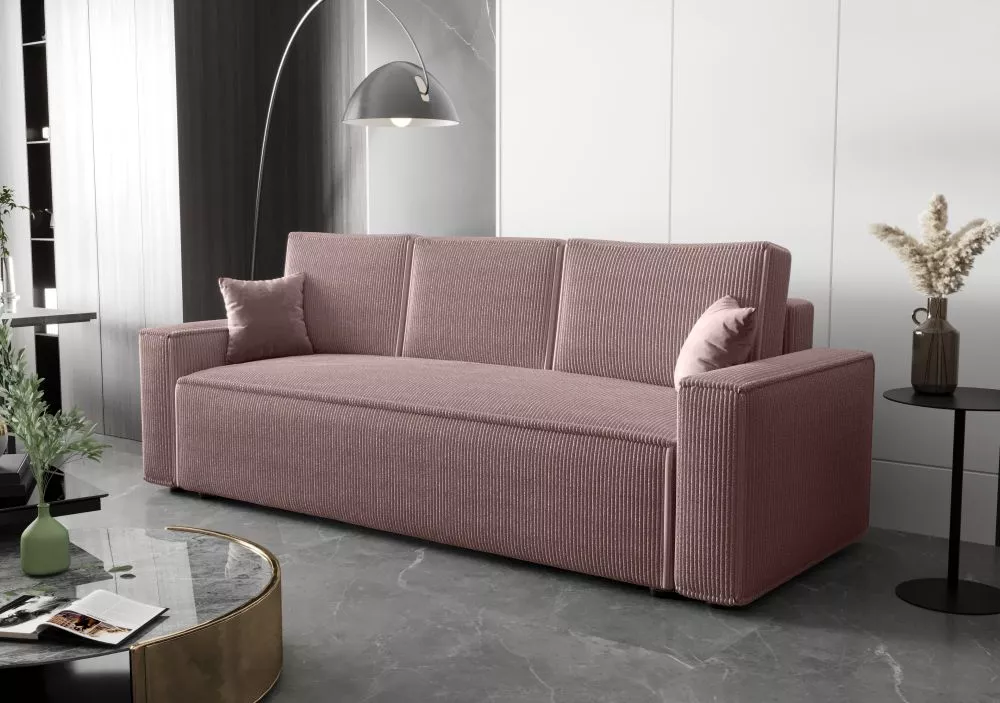 Dīvāns Ambro 3S standard · Rozā · 90 × 230 × 85 cm