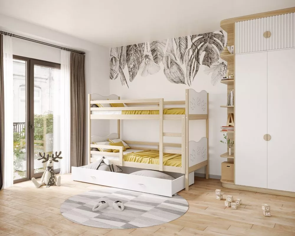 Bērnu gulta Max 80x190 ar stelāžām Guļamvietas platums: 80 cm, Guļamvietas garums: 190 cm, · 86 × 198 × 158 cm