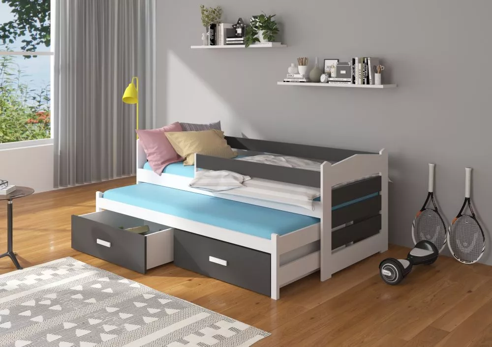 Bērnu gulta Tiarro White ar stelāžam Guļamvietas platums: 90 cm, Guļamvietas garums: 200 cm, · 97 × 206 × 80 cm