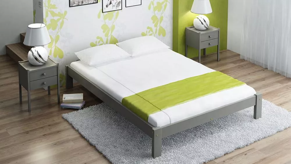 Gulta Liliana ar stelāžu Guļamvietas platums: 140 cm, Guļamvietas garums: 200 cm, · Pelēks · 150 × 208 × 34 cm