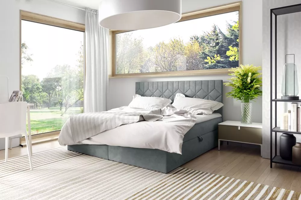 Gulta Box 5 Comfort Boxspring Standard Guļamvietas platums: 160 cm, Guļamvietas garums: 200 cm, · Pelēks · 164 × 208 × 1