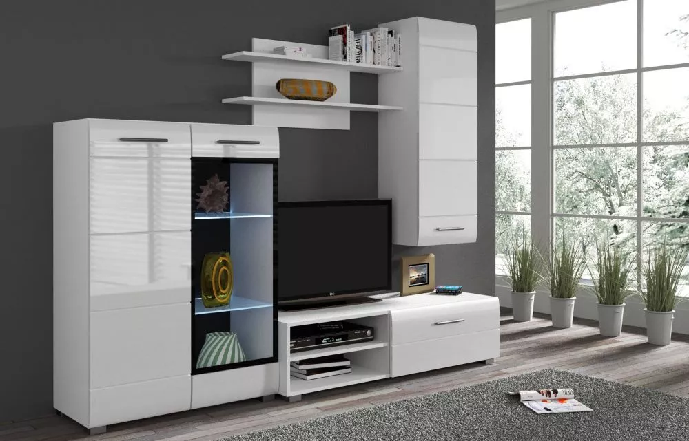 Sekcija Diana ar LED Korpusa krāsa: balts, · 210 × 44 × 220 cm