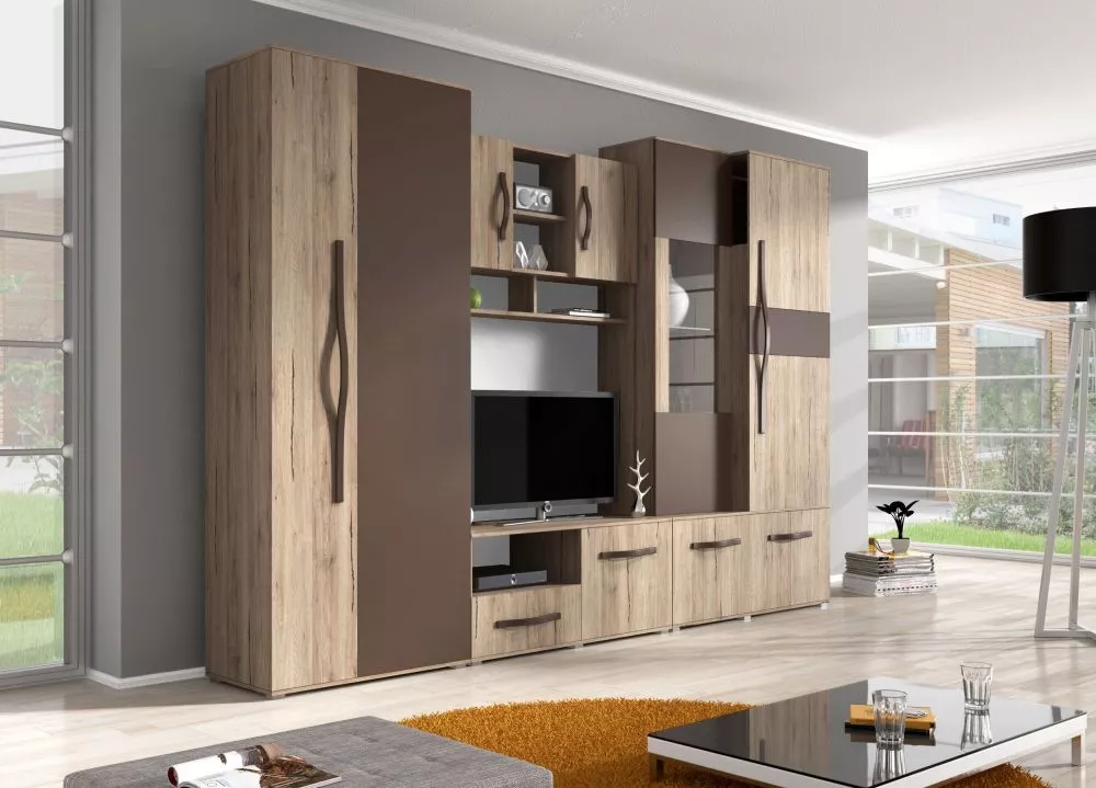Sekcija Modena ar LED Korpusa krāsa: ozols sanremo, · 300 × 52 × 202 cm
