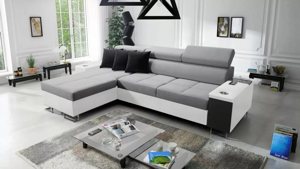 Dīvāns Morena 1 Maxi Premium Standard · Pelēks + balts · 183 × 290 cm