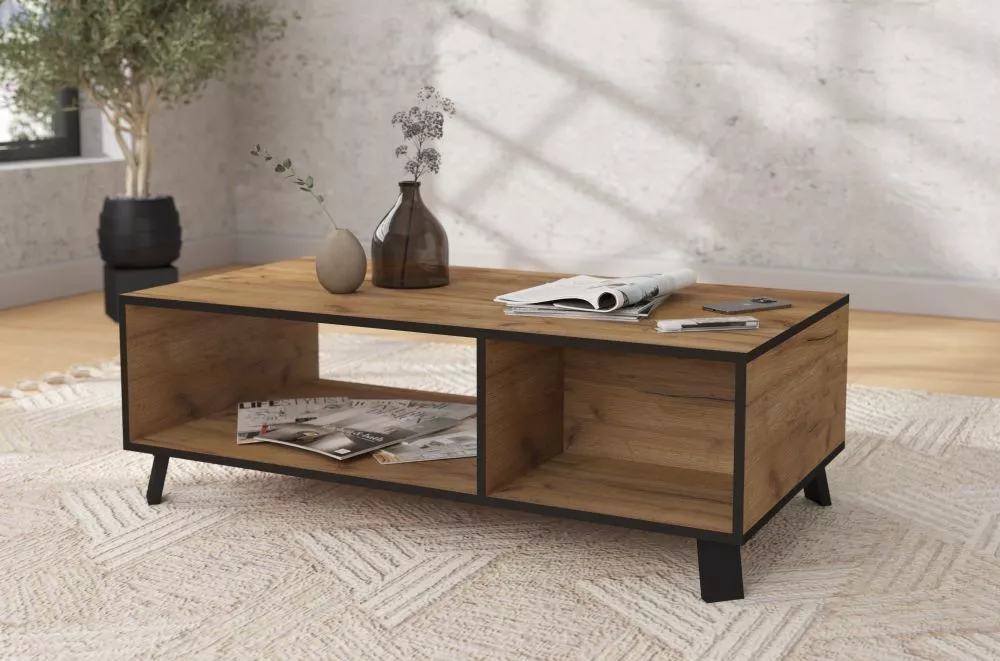 Žurnālgalds Lofton L · Ozols craft zelts · 115 × 60 × 43 cm