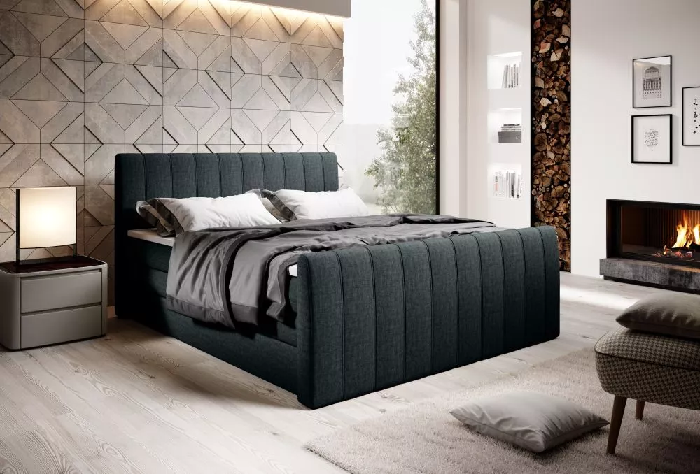 Gulta Carina Boxspring Standard Guļamvietas platums: 140 cm, Guļamvietas garums: 200 cm, · tumšs tirkīzs · 151 × 225 × 1