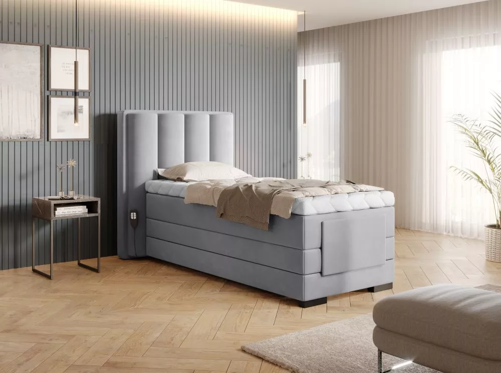 Gulta Veros 90x200 Electric Boxspring Standard Guļamvietas platums: 90 cm, Guļamvietas garums: 200 cm, · Gaiši pelēks · 