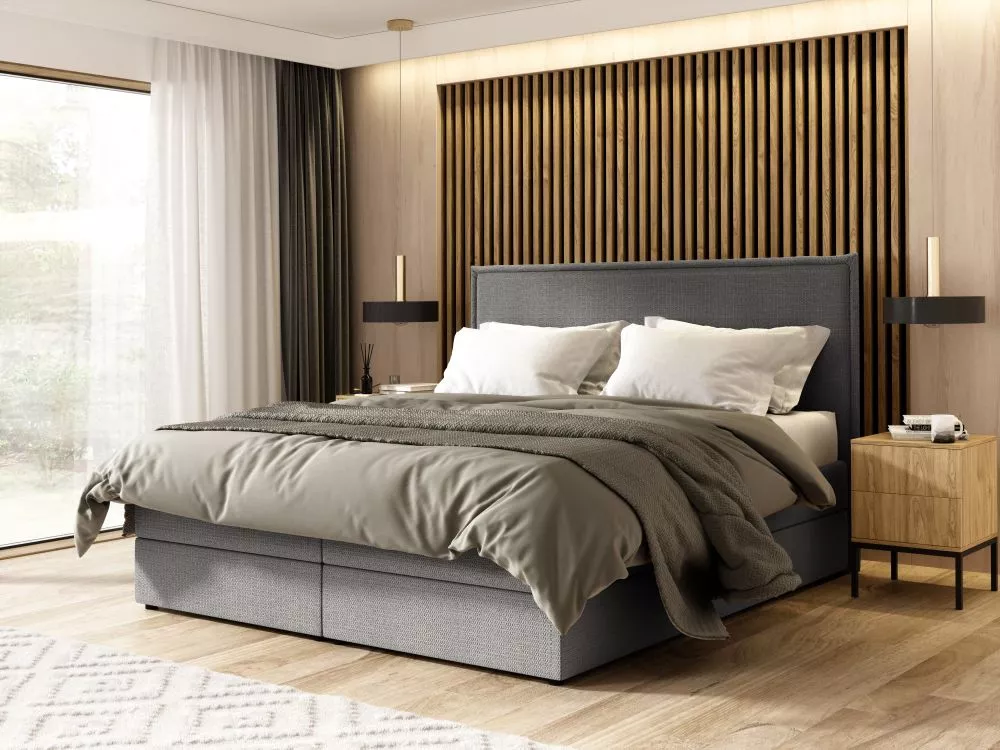 Gulta Baggio Boxspring Standard Guļamvietas platums: 140 cm, Guļamvietas garums: 200 cm, · Gaiši pelēks · 143 × 206 × 12