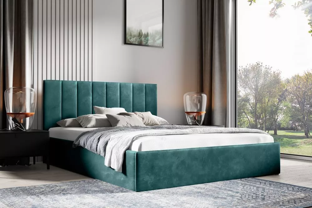Gulta Lucy 2 ar stelāžu Guļamvietas platums: 120 cm, Guļamvietas garums: 200 cm, · Zaļš · 128 × 210 × 92 cm