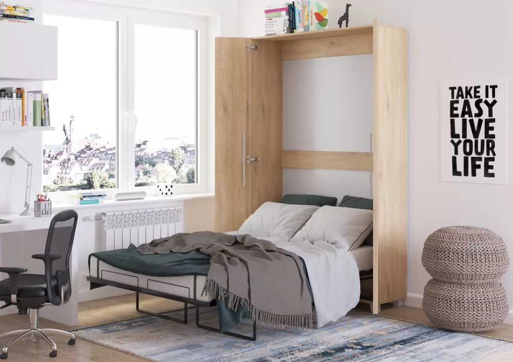 Gulta Teddy ar stelāžu Guļamvietas platums: 120 cm, Guļamvietas garums: 200 cm, · Ozols kremona · 42 × 135 × 216 cm