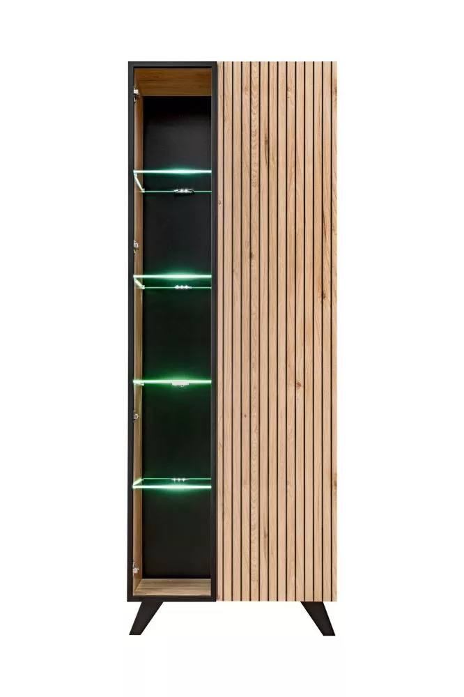 Sekcija Liam 01 ar LED Korpusa krāsa: ozols hikora, · 70 × 40 × 192 cm