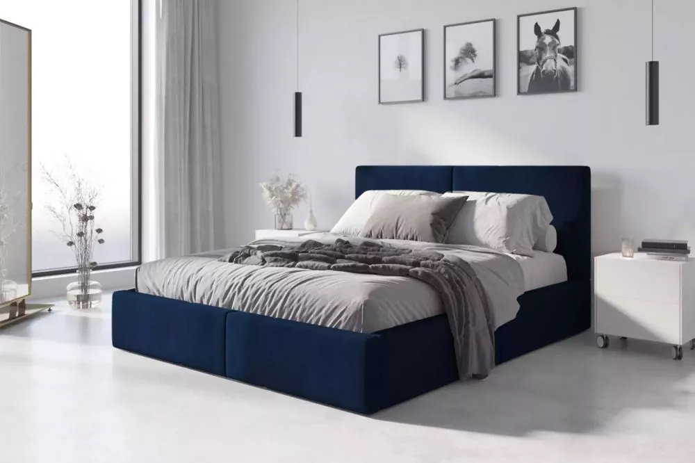Gulta Hilton New Basic ar stelāžu Guļamvietas platums: 140 cm, Guļamvietas garums: 200 cm, stelāžas tips: metāla, · Zils