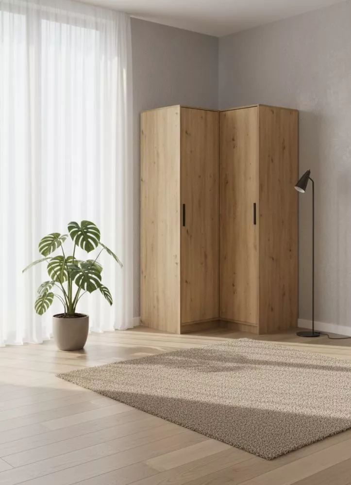 Skapis Kos Corner · Ozols artisan · 108.5 × 106.5 × 200 cm