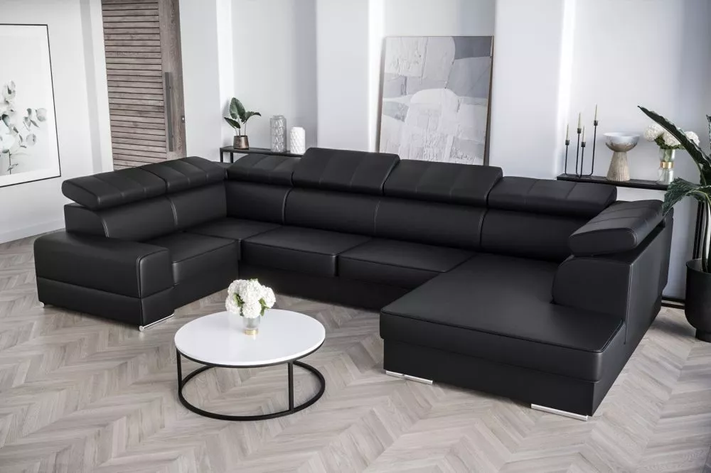 Dīvāns Royal Max 1 Standard · Melns · 210 × 375 × 79 cm