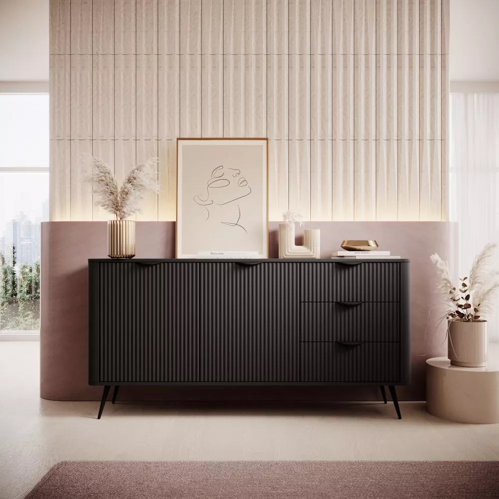 Kumode Lante C · Melns · 163.2 × 38 × 81.2 cm
