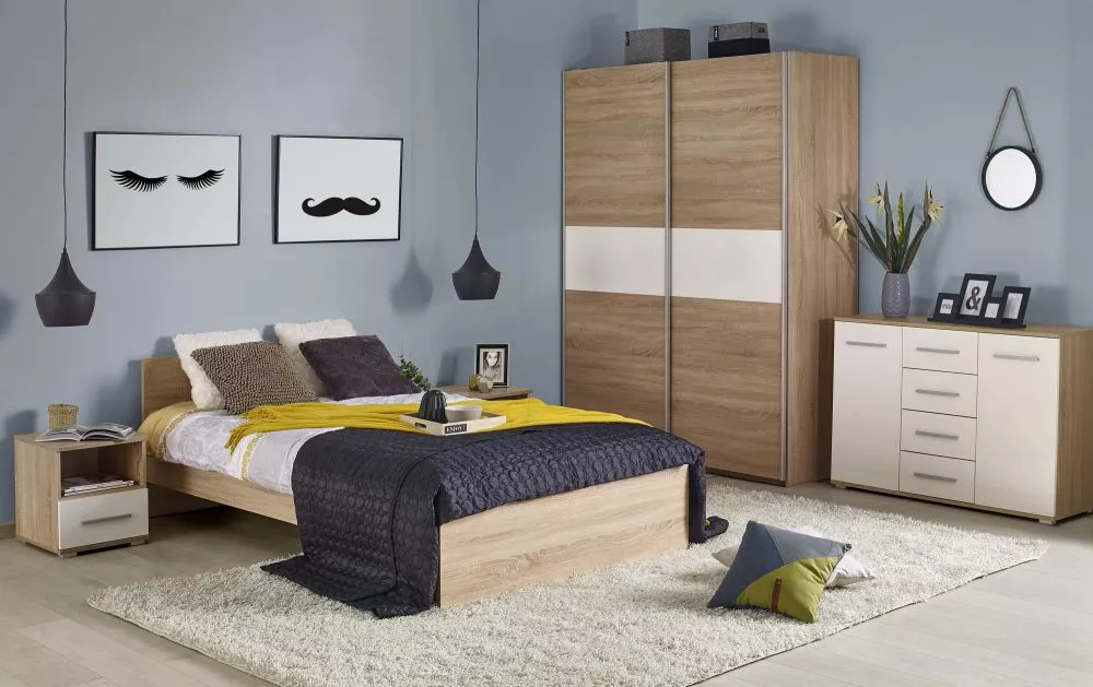 Gulta Lima BED ar stelāžu Guļamvietas platums: 120 cm, Guļamvietas garums: 200 cm, stelāžas tips: koka, · Ozols sonoma ·