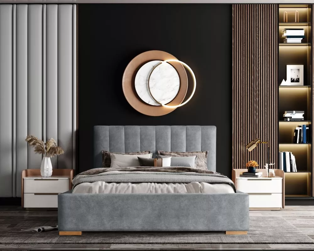 Gulta Vegas 13 Standard ar stelāžu Guļamvietas platums: 140 cm, Guļamvietas garums: 200 cm, stelāžas tips: koka, · Pelēk
