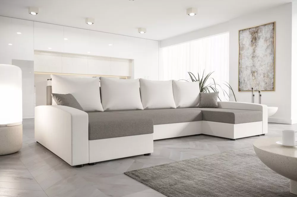 Dīvāns Chievo U Standard · Pelēks + krēma · 140 × 301 × 90 cm