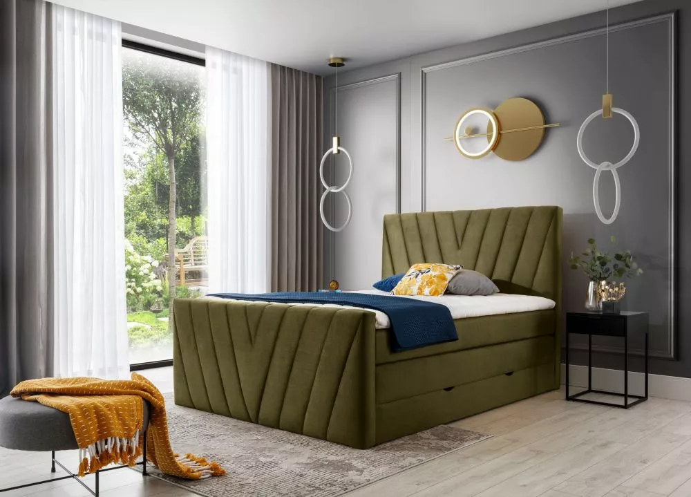 Gulta Candice Boxspring Lux standard Guļamvietas platums: 160 cm, Guļamvietas garums: 200 cm, · Olīvu · 160 × 220 × 133 