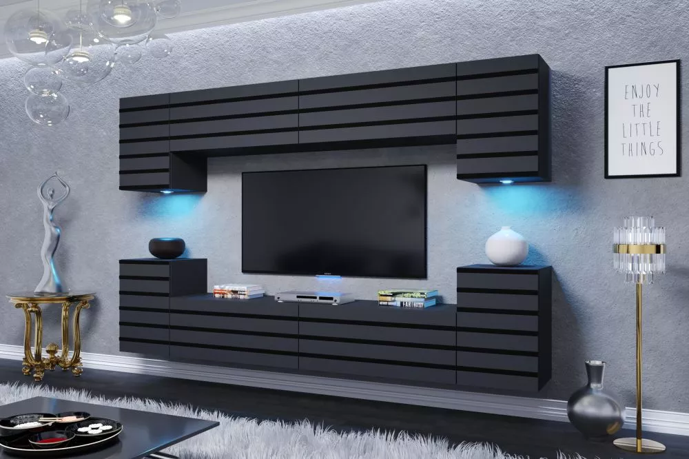 Sekcija Fargos ar LED · Antracīts · 240 × 35 × 170 cm