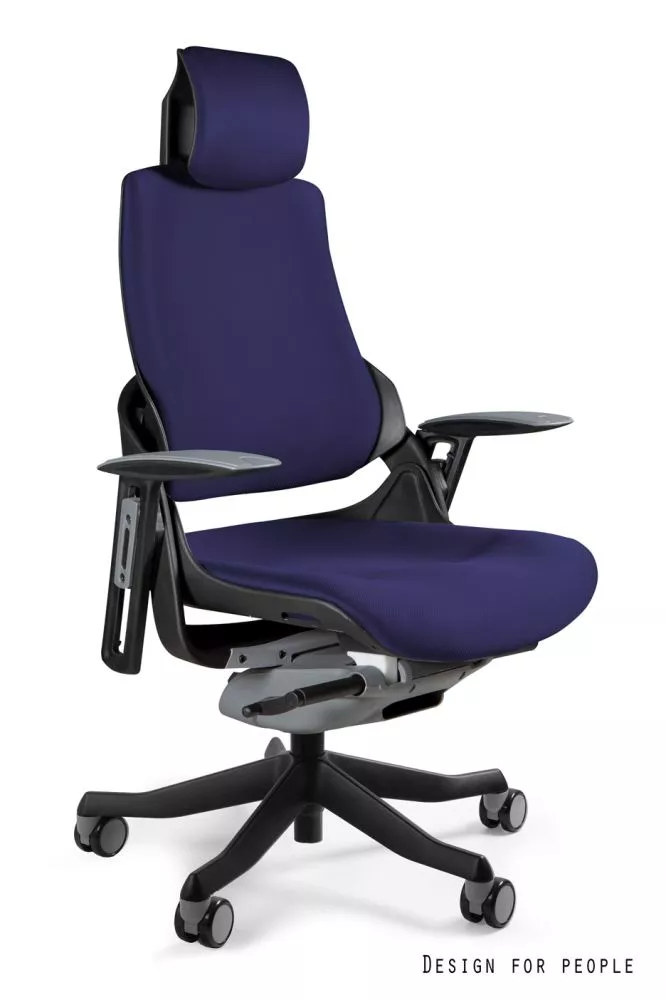Datorkrēsls Wau T Korpusa krāsa: zils, Elementu krāsa: melns, Sēdvietas platums: 47 cm, · 68 × 51 × 117 cm