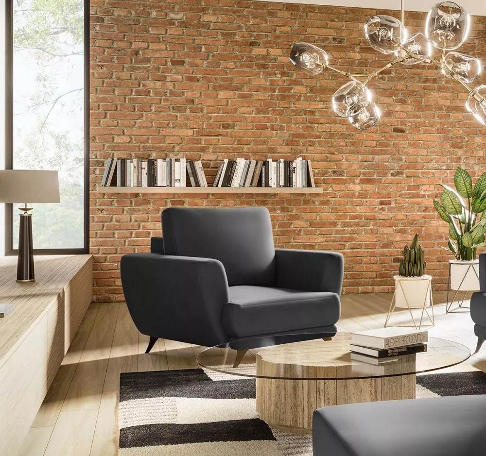 Mīksts krēsls Megis 1S Premium standard Sēdvietas dziļums: 60 cm, · Melns · 102 × 94 × 87 cm