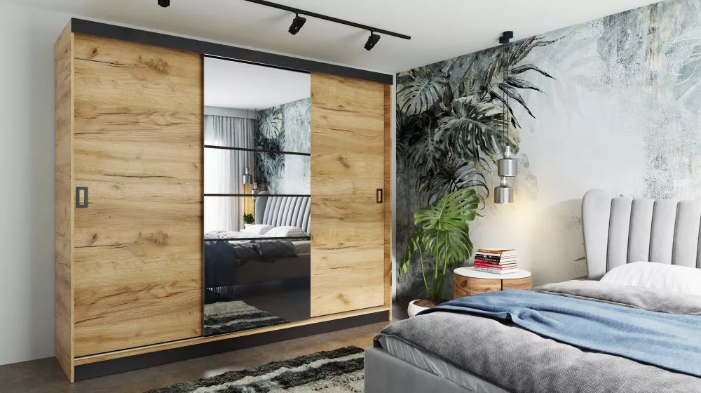 Skapis Retro 6 · Ozols craft zelts · 200 × 60 × 205 cm