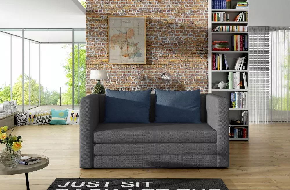 Dīvāns Neva Classic standard · Pelēks + zils · 70 × 132 × 65 cm