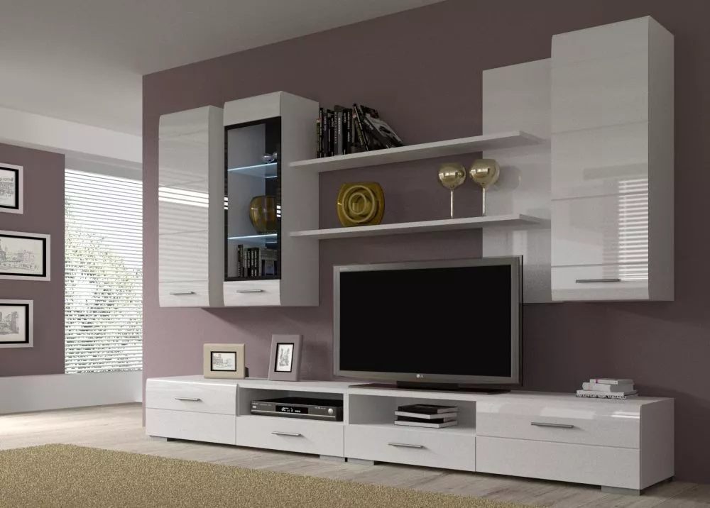 Sekcija Elizabeth ar LED Korpusa krāsa: balts, · 276 × 40 × 190 cm