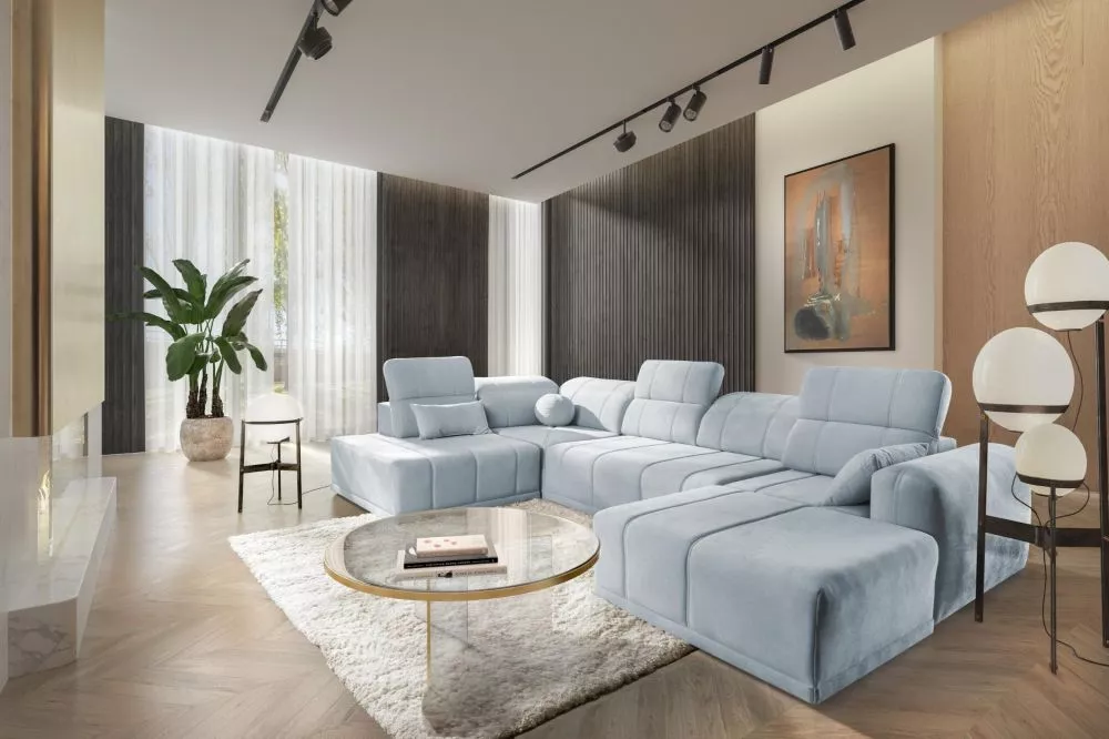 Dīvāns Ravello 6 Standard · Gaiši zils · 228 × 360 × 82 cm