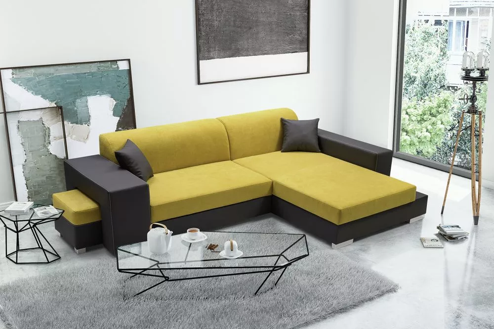 Dīvāns Madagaskar Comfort Standard · Dzeltens + melns · 177 × 290 × 75 cm