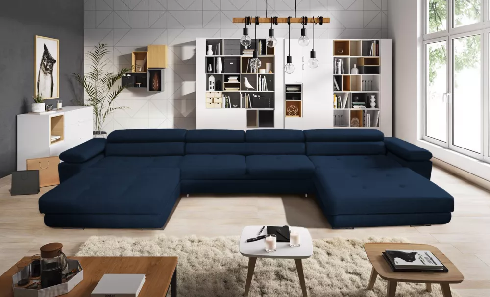 Dīvāns Anton U Mini Premium Standard · Zils · 200 × 398 × 73 cm
