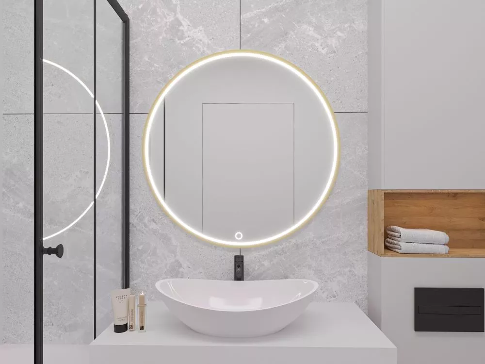 Spogulis Gerbinie L ar LED · Zelta · 2 cm
