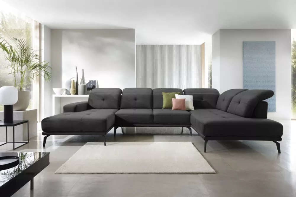 Dīvāns Bretan Premium standard · Grafīts · 201 × 350 × 57 cm