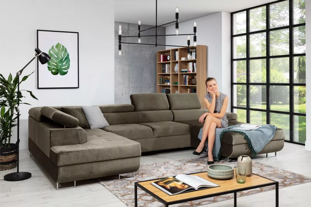 Dīvāns Annabelle U 2 Standard · Gaiši brūns · 201 × 343 × 76 cm
