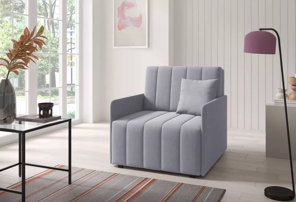 Mīksts krēsls Neo 1 standard Sēdvietas dziļums: 60 cm, · Gaiši pelēks · 90 × 97 × 85 cm