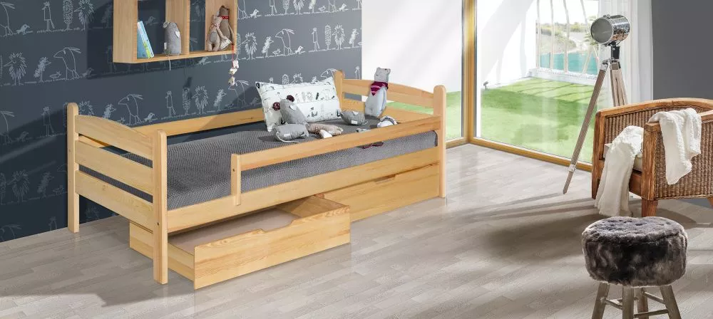 Bērnu gulta Mauricius ar stelāžu Guļamvietas platums: 90 cm, Guļamvietas garums: 200 cm, · Priede · 98 × 206 × 70 cm
