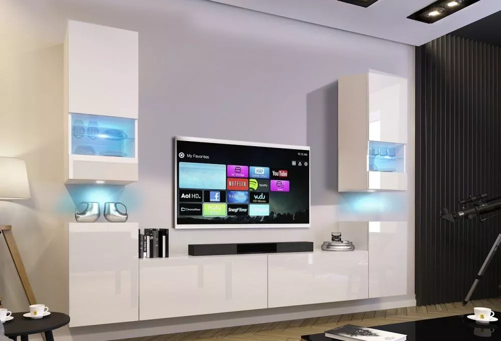 Sekcija Concept 67 ar LED · Balts · 240 × 35 × 181 cm