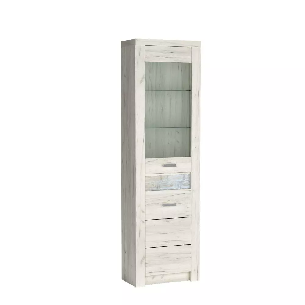 Grāmatu skapis Indianapolis I23 ar LED · Ozols craft balts · 56 × 47 × 192 cm