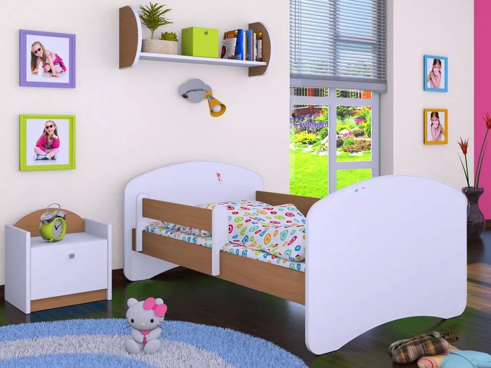 Bērnu gulta Happy L01 140x70 ar stelāžu Guļamvietas platums: 70 cm, Guļamvietas garums: 140 cm, · 82 × 144 × 57 cm