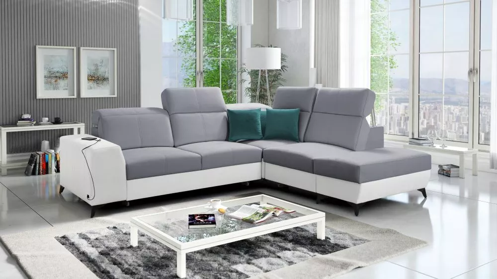 Dīvāns Belutti 7 Mix Standard · Pelēks + balts · 236 × 288 × 84 cm